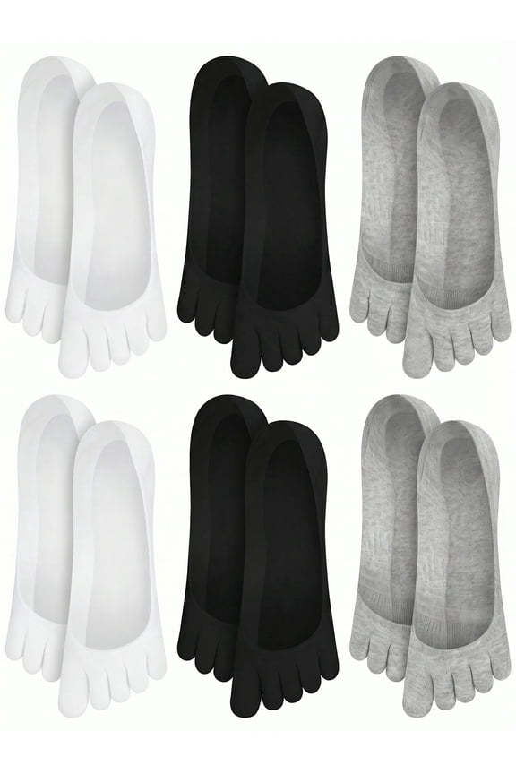 6 Pairs No Show Toe Socks Women Low Cut Toe Separator Socks Invisible Liner Boat Breathable Athletic Cotton Sock