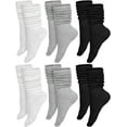 thumbnail image 1 of BlinkLLX 6 Pairs Women Slouch Socks Thigh High Boot Cotton Scrunch Stacked Socks Long Striped Winter Stockings for Woman, 1 of 7