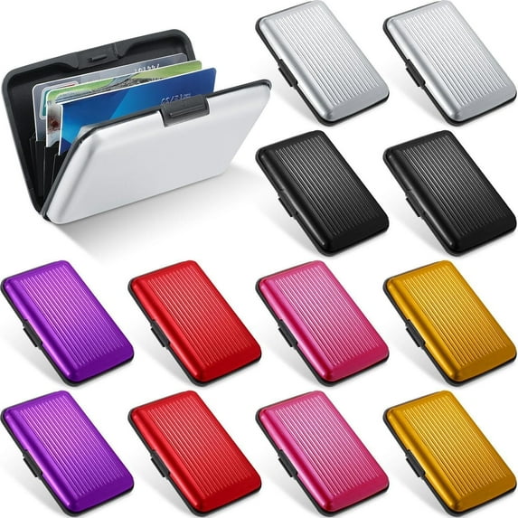 BlinkLLX 6 Pcs Aluminum Wallet Credit Cards Holder Multi Slim Rfid Blocking ID Credit Case Protector Metal Card Holder for Men Women(Black, Red, Purple, Rose, Silver, Gold)