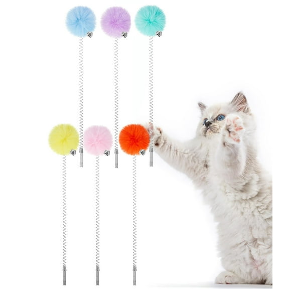 BlinkLLX 6 Pcs Cat Tree Accessories Replacement Toy Ball Replaceable Spring Ball with Bell Cat Tower Replacement Parts for Scratching Post Hanging Supplies