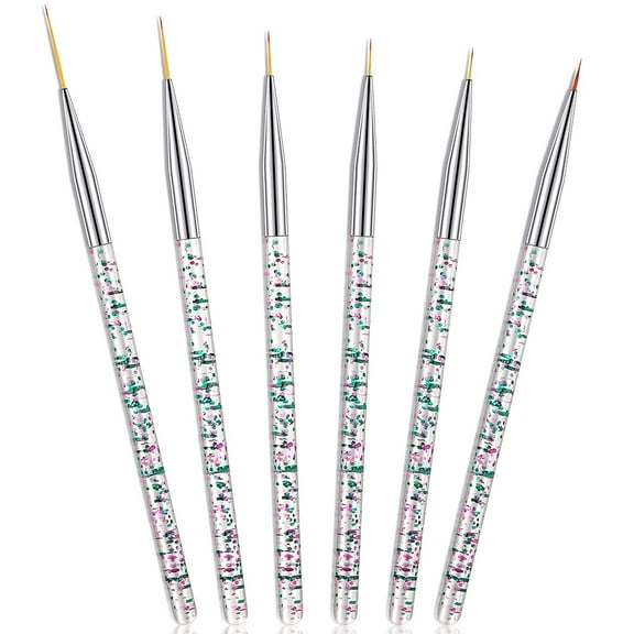 BlinkLLX 6 Pcs Eyeliner Brushes Fine Point Thin Eye Makeup Gel Eyeliner Brush Water Activated Graphic Cosmetic Liner Wands for Eyes Makeup Tools(Bright Style)