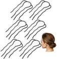 thumbnail image 1 of BlinkLLX 6 Pcs French Hair Pin Metal Hair Forks Clip U Shaped Updo Bun Comb Hairpins 4 Prong Twist Side Comb for Buns Women Styling Accessories(Black), 1 of 10