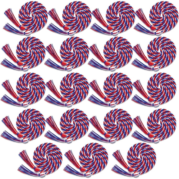 BlinkLLX 6 Pieces Graduation Cords Bulk 2025 Graduation Polyester Yarn Honor 67 Inch Braided Honor Cords with Tassels for College Students(Red, White and Blue)