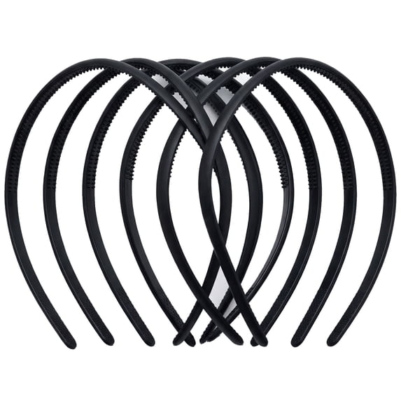 BlinkLLX 6 Pieces Plastic Plain Headbands With Teeth Comb - Halloween Skinny DIY Hair Bands for Women Girls (Black, 8 mm)