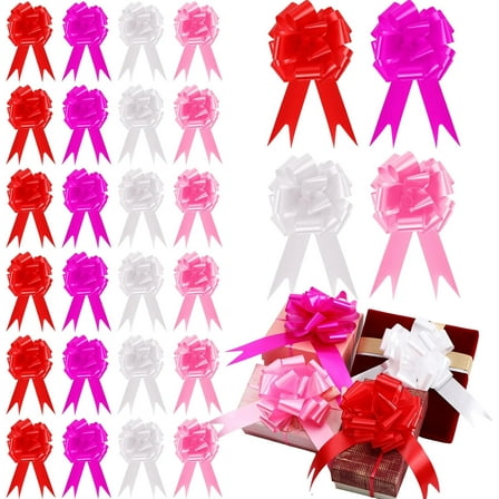 BlinkLLX 60 Pcs 5 Inch Christmas Pull Bows for Gift Wrapping, Gift Wrapping Pull Bows with Ribbon for Christmas Presents Wedding Decor Basket Bag Holiday Decor