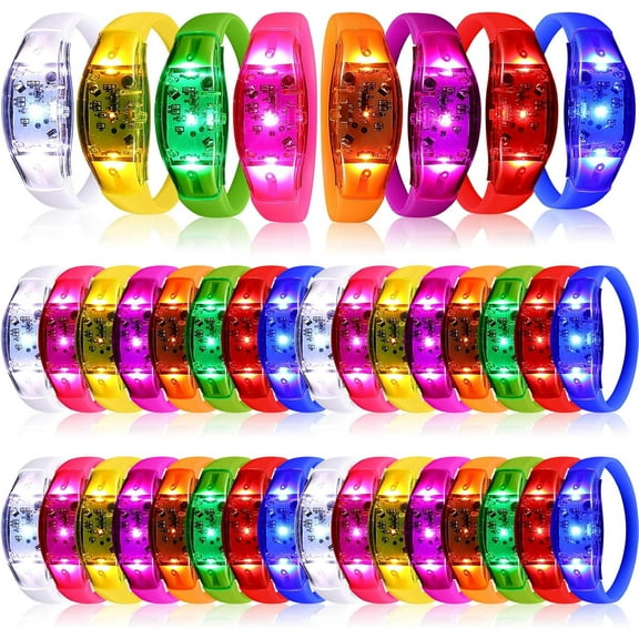 BlinkLLX 8 Pcs LED Glow Bracelets Sound Activated LED Bracelets Music Control Glow in The Dark Party Favors for Wedding, Raves, Concert, Camping, sporting Events, Party