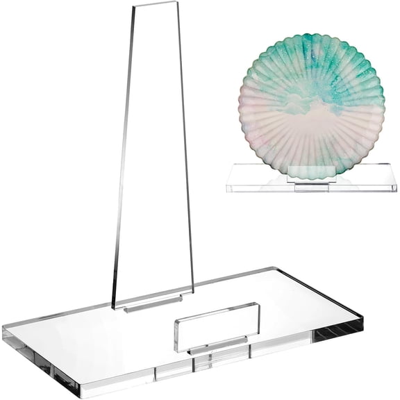 BlinkLLX Acrylic Plate Stand for Display Acrylic Easel Clear Picture Stand with Square Block Base for Table Home Office Exhibit(6 Inch)