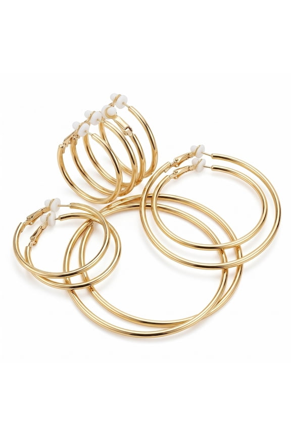 Clip on Hoop Earrings Hoop Gold Earrings Non Piercing Earrings Set for Women