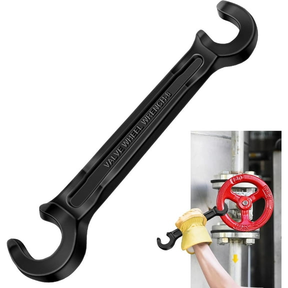 BlinkLLX Double Ended Valve Wheel Wrench Cast Steel Hand Valve Wheels Wrench 8" Opening Closing Tool Protect Handwheels from Damage Wheel Wrench for Fire Riser Drain(1/2" and 21/32")