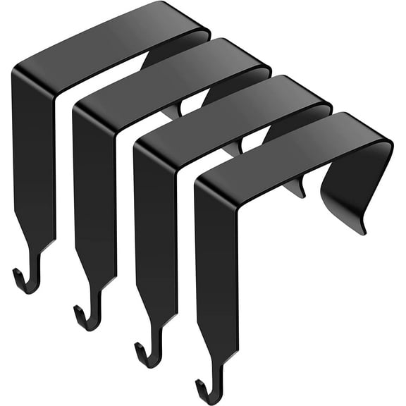 BlinkLLX Funrous Over The Door Hook Panel Wall Metal Cubicle Picture Over Door Hanger for Clothing Mirror Hooks Office Cubicle Whiteboard Hanger(Black,4 Pieces)