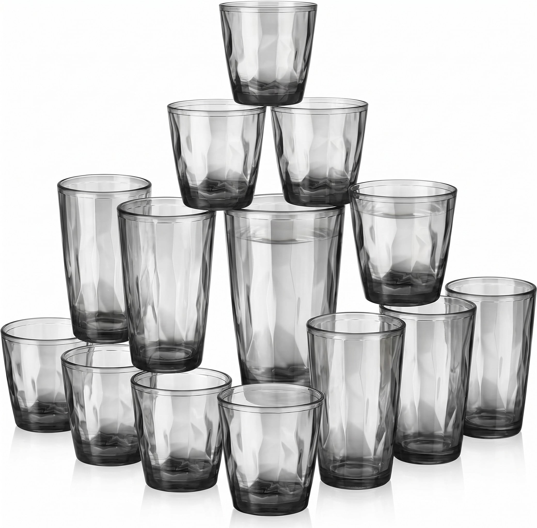 BlinkLLX Set of 4 Plastic Drinking Glasses 16 Oz and 10 Oz Reusable ...