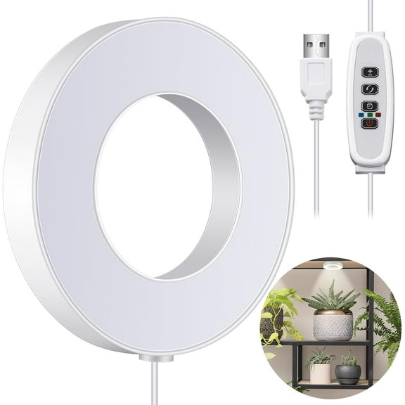 BlinkLLX Single-Head LED Grow Light features 48 full-spectrum LEDs with 5V safe voltage. Offers 4 brightness levels and 4/8/12h auto-timer. Ideal for small indoor plants.