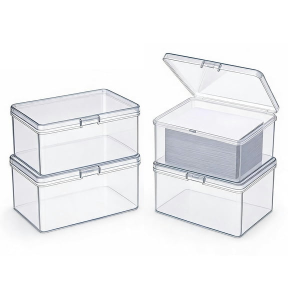 BlinkLLX 4 Pcs Plastic Trading Card Storage Box Snap Closed Game Card Holder
