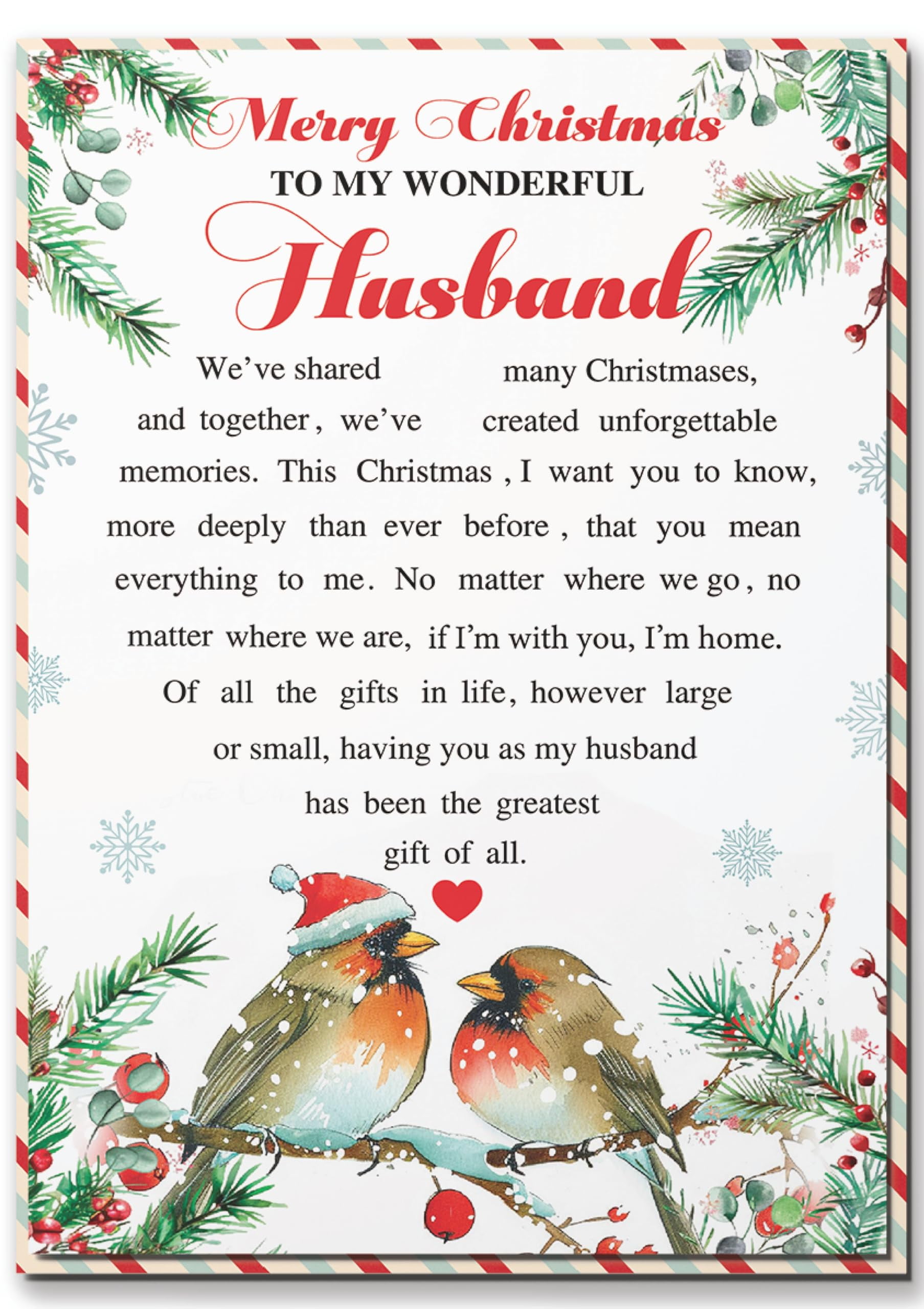 BlinkWishes Christmas Card for Husband, Husband Merry Christmas Greeting Card with Envelope and Seal, Romantic Husband Christmas Card from Wife, Xmas Gift for Husband E11