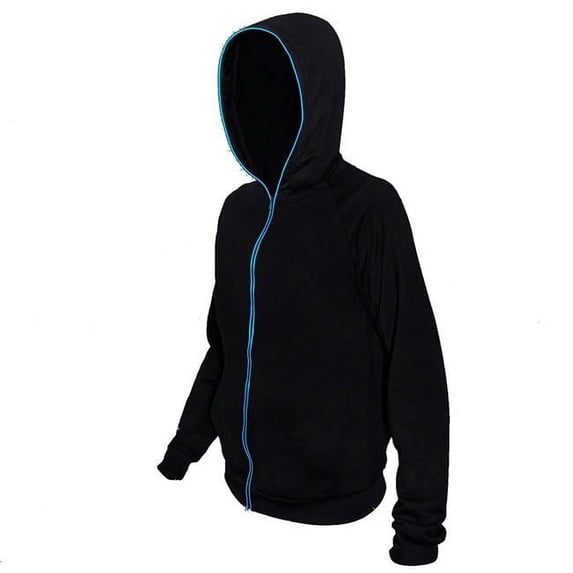 Blinkee 185180 Electro Luminescent Zip Up Hoodie, Blue - Extra Large