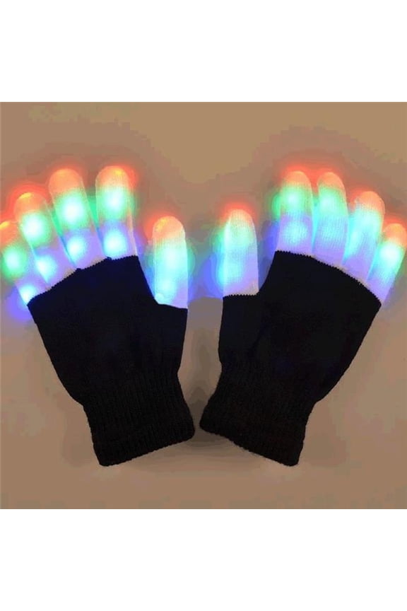 24000 Black & White Gloves with LED Fingers, Multi Color
