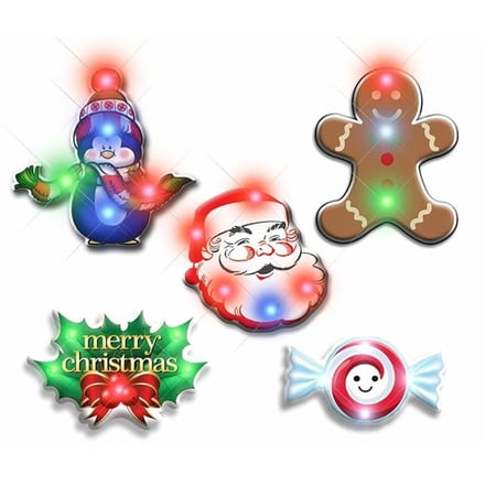 Blinkee 325000 Assorted Color Christmas 2 Flashing Body Light Lapel Pins - Pack of 25