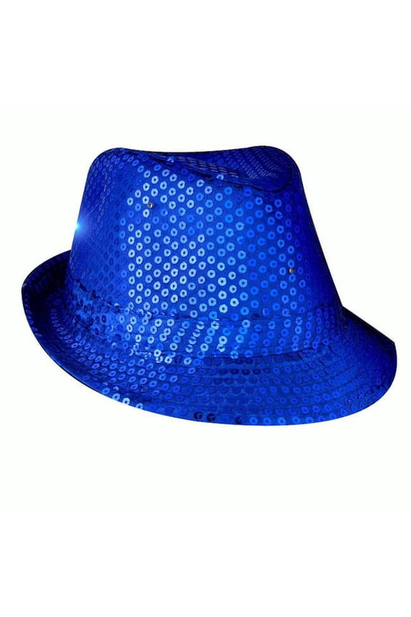 3995410 LED Flashing Fedora Hat with Sequins, Blue