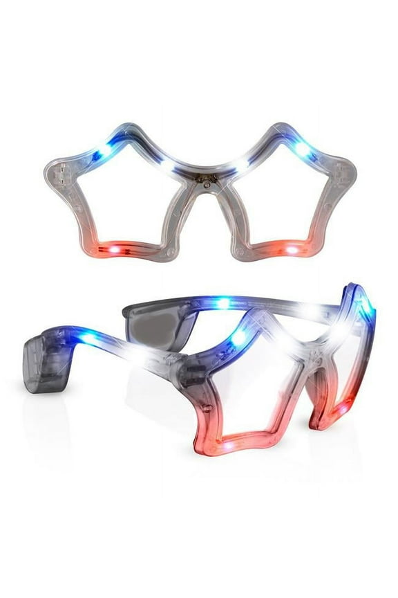 Red White Blue Flashing LED Star Sunglasses