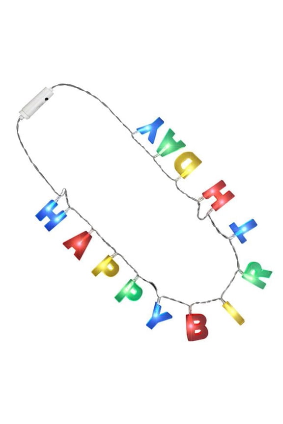 A7050 Multi Color LED Happy Birthday Lights Necklace