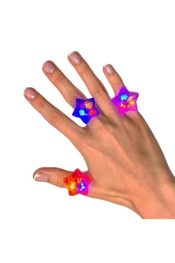 ASSGR-24P Assorted Star Shaped Gem Rings - 24 per Pack