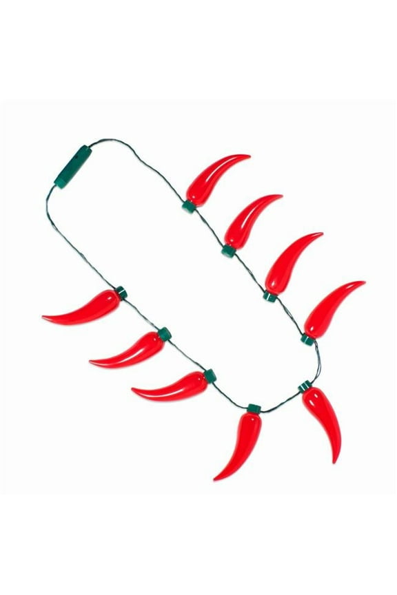 Big Bulb Red Spicy Caliente Chili Pepper String Light Up Flashing Necklace