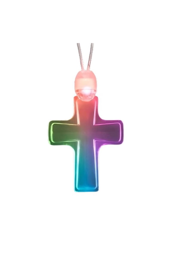EFAPNC-MLT Expression of Faith Acrylic Cross Pendant Necklace with Multi Color LEDs