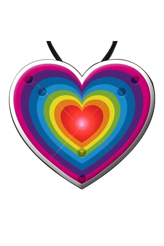 RWWHRT-NE Flashing Retro Love Rainbow Heart Pendant Necklace
