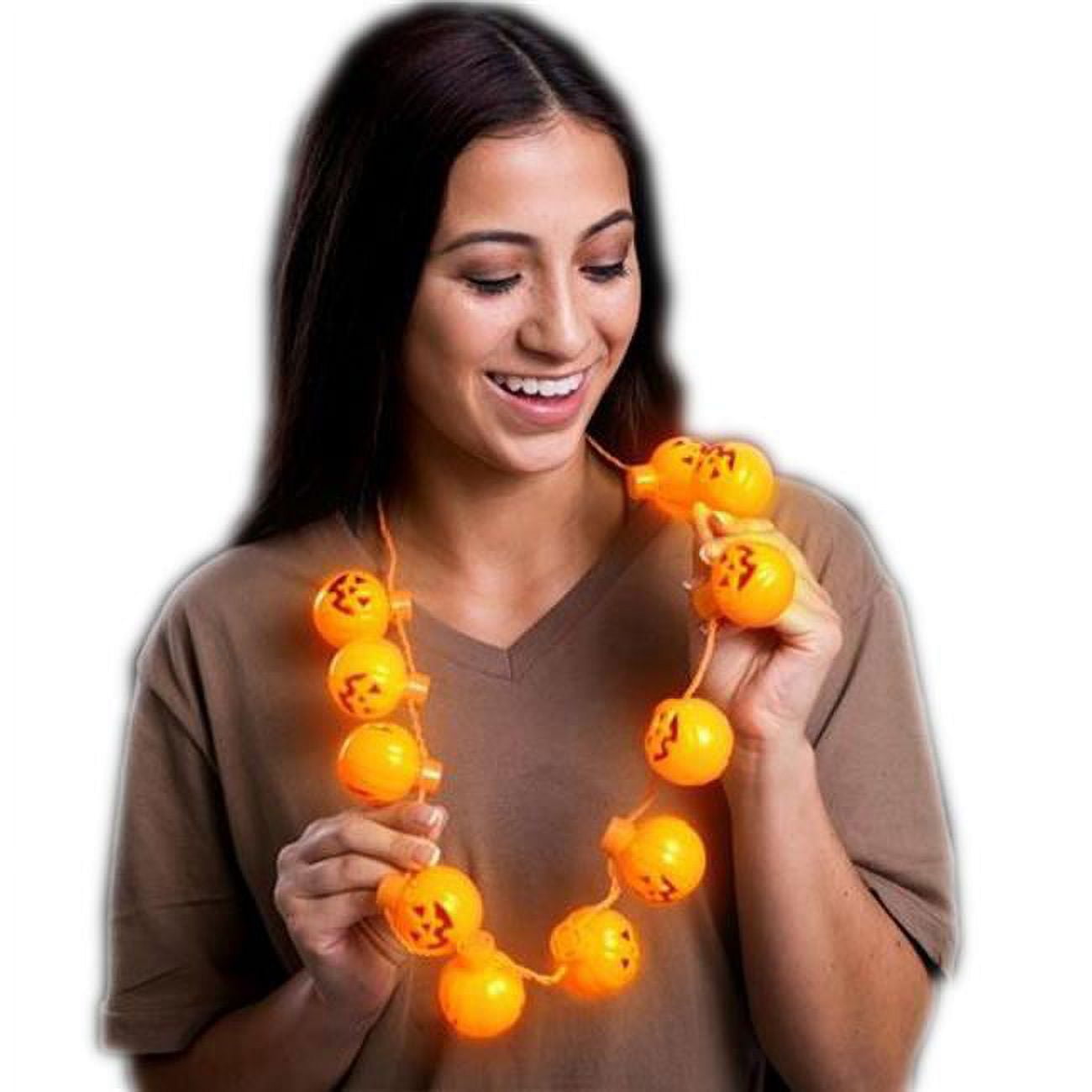 Light Up Slow Color Change Happy Pumpkin Charm Necklace