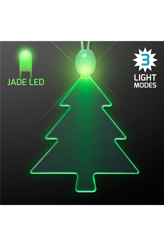 LED Acrylic Tree Necklace - Green - 2.25in. x 2.5in.