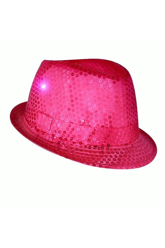 3995100 LED Flashing Fedora Hat with Sequins, Pink