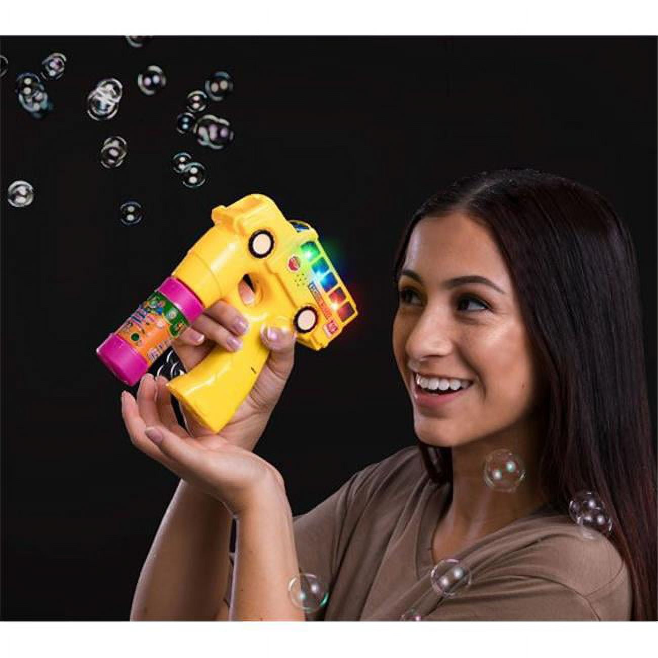 Blinkee LSBBMBS Light Up School Bus Bubble Machine Blower with Sounds