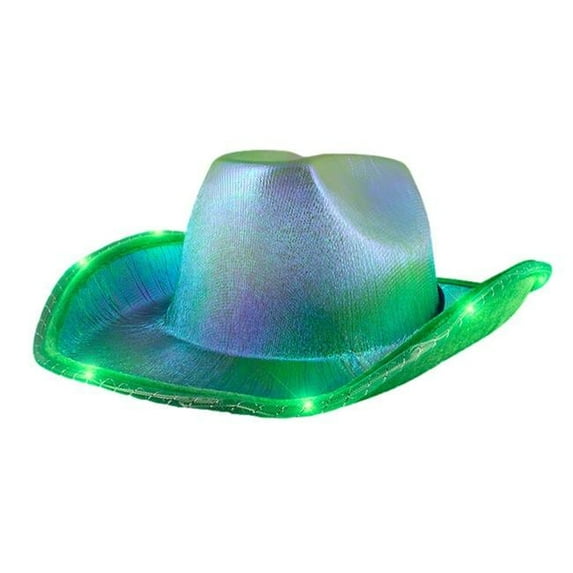 Blinkee LUGLSMCH-GN Green Light Up Glorious Luminous Sheen Metallic Cowboy Space Cowgirl Hat