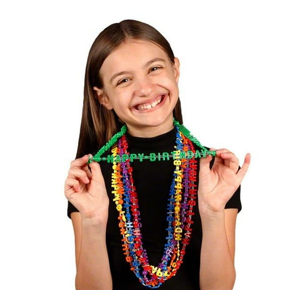 Opaque Happy Birthday Necklace Assorted Pack of 12