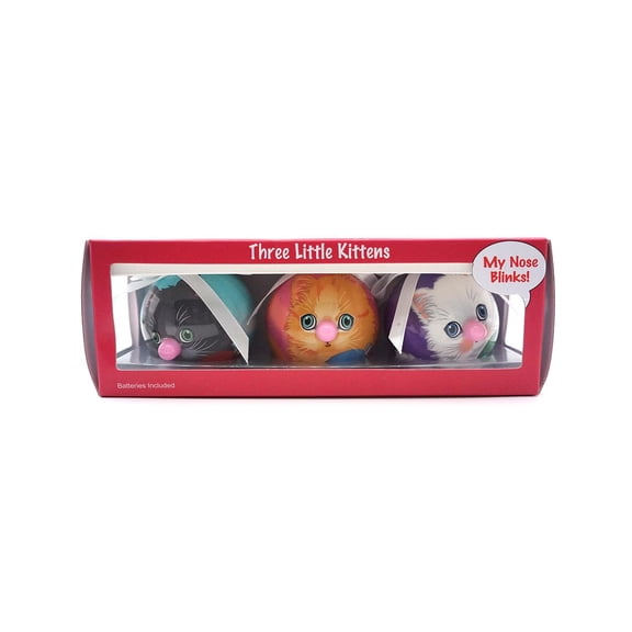 Blinking Christmas Tree Mini Ornament- Little Kittens Set of 3, Little Kittens, Size: Set of 3, D&D Distributing