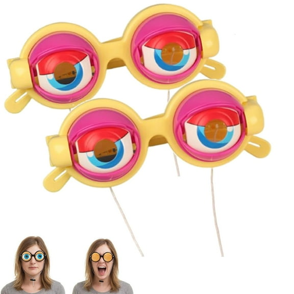 Blinking Glasses with Eyes, Funny Crazy Eyes Blinking Glasses, Novelty Shaking Eye Glassess, Gifts for Party (Yellow)