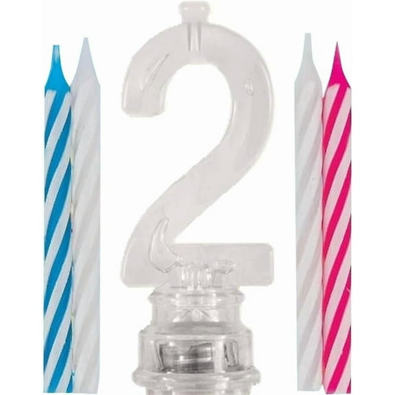 Blinking Number 2 Cake Decoration and Candles, 5pc