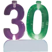 Blinking Number 30 Candle Holder and Birthday Candle Set, 5 Pieces