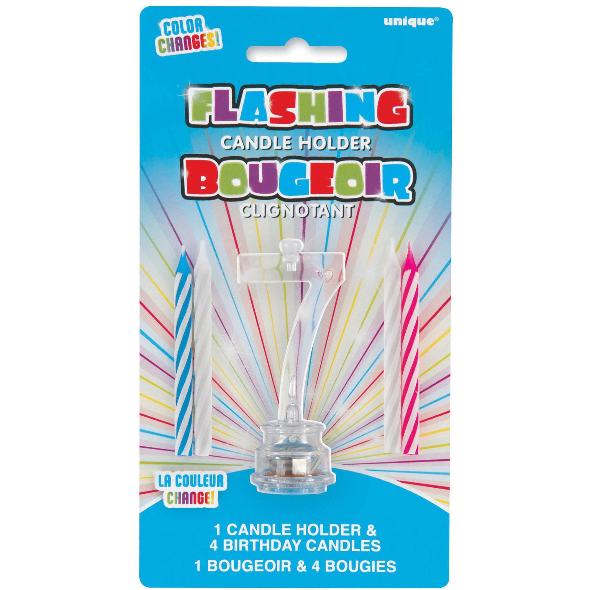 Blinking Number “7” Cake Topper and Birthday Candles Set, 5pcs