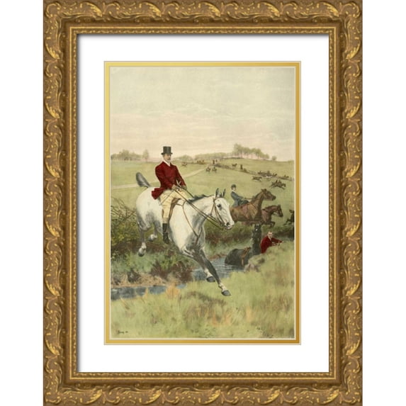 Blinks, Thomas 11x14 Gold Ornate Wood Framed with Double Matting Museum Art Print Titled - Small The First Jump