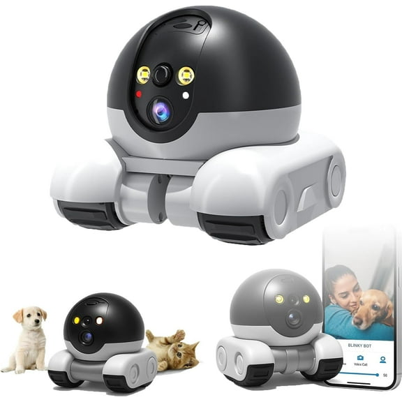 Blinky Bot Camera, Blinky Bot, Blinky Robot, Blinky Bot Pro, 360° Camera On Wheels with 2-Way Talk, Dual Lens, with App Control, Night Vision, Ultra-Long Battery Life, for Pet/Elderly (4G Version)