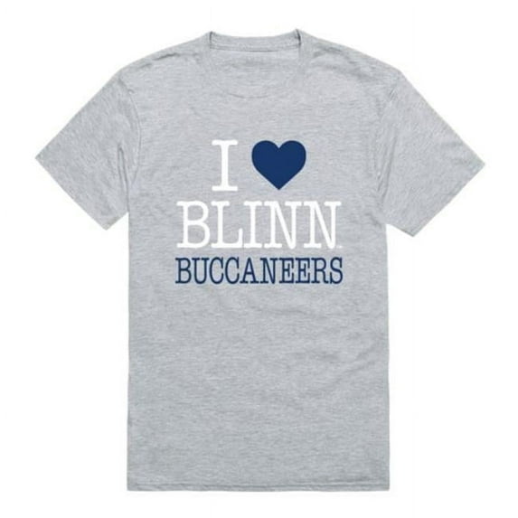 Blinn College Buccaneers I Love T-Shirt, Heather Grey - Small