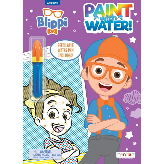 Blippi 12-Page Paint with Water Mess-Free Coloring Book, by Bendon
