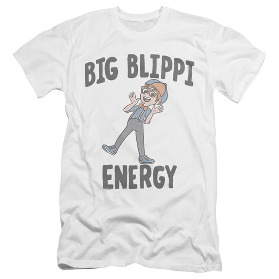 Blippi Big Blippi Energy Unisex Adult Canvas Brand T Shirt, White, X-Large