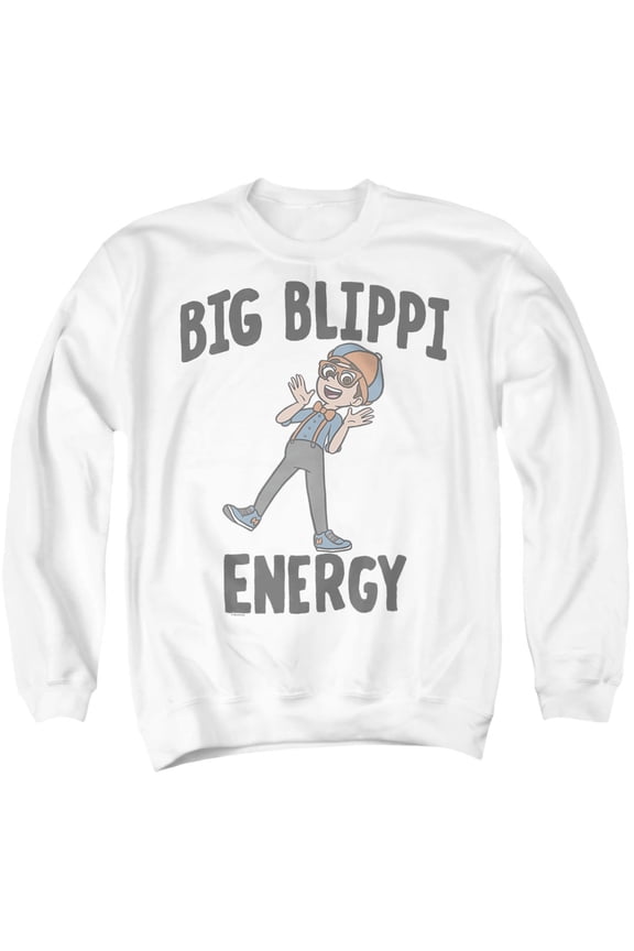 Blippi Big Blippi Energy Unisex Adult Crewneck Sweatshirt, White, Large