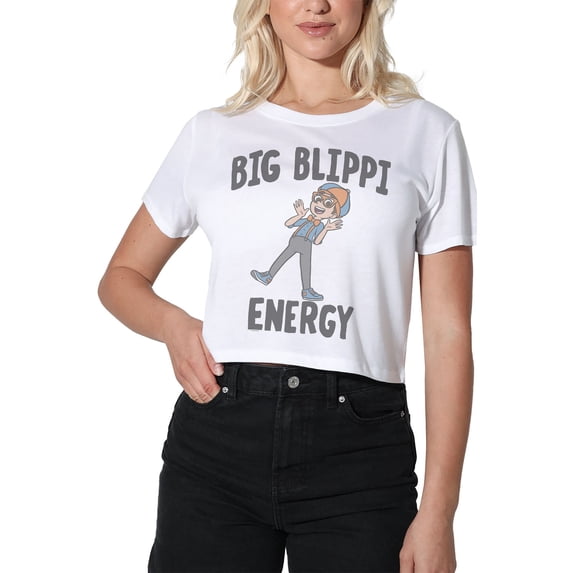 Blippi Big Blippi Energy Women's Crop Top T-Shirt, White, Small