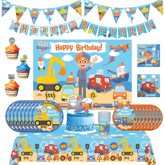 Blippi Birthday Party Supplies Vehicle Ultimate Set for 24 Guests