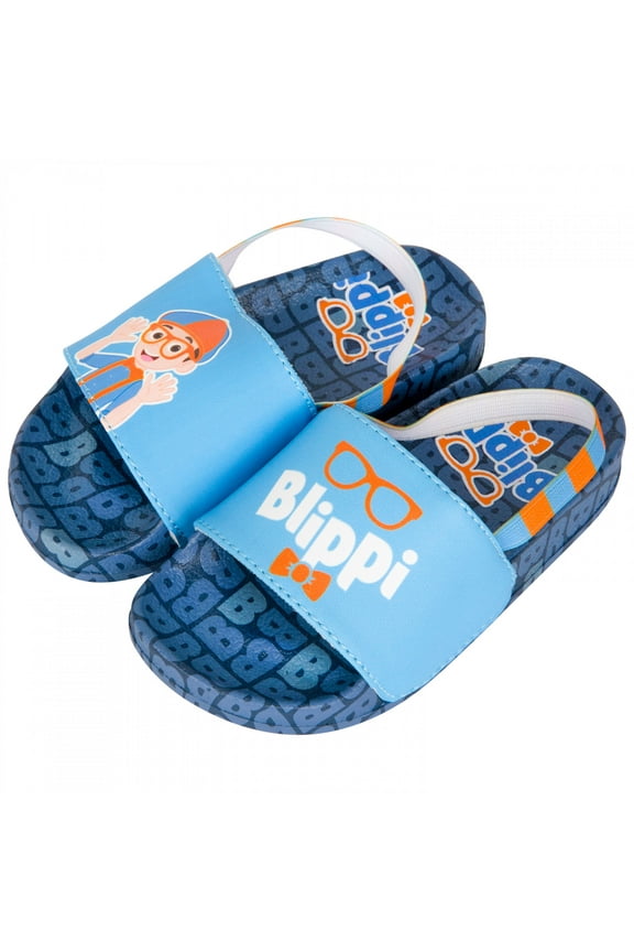 860307-size5 Blippi Stripes Toddler Boys Slippers Slides Flip Flops - Blue - Size 5