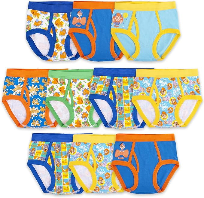 Blippi Boys Toddler 100% Combed Cotton Underwear Briefs Multipacks in Sizes 2/3T and 4T