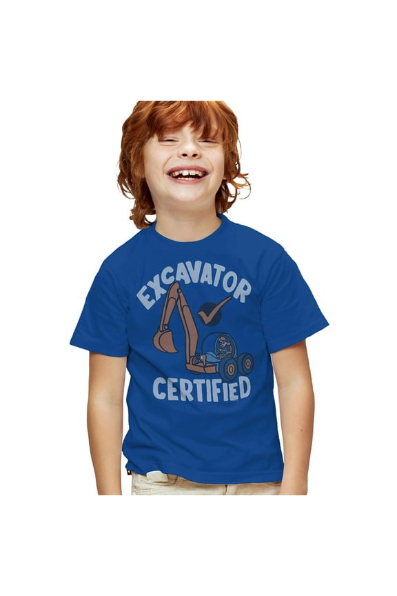 Blippi Excavator Certified Kids T Shirt for Youth Boys and Girls, Royal, Medium